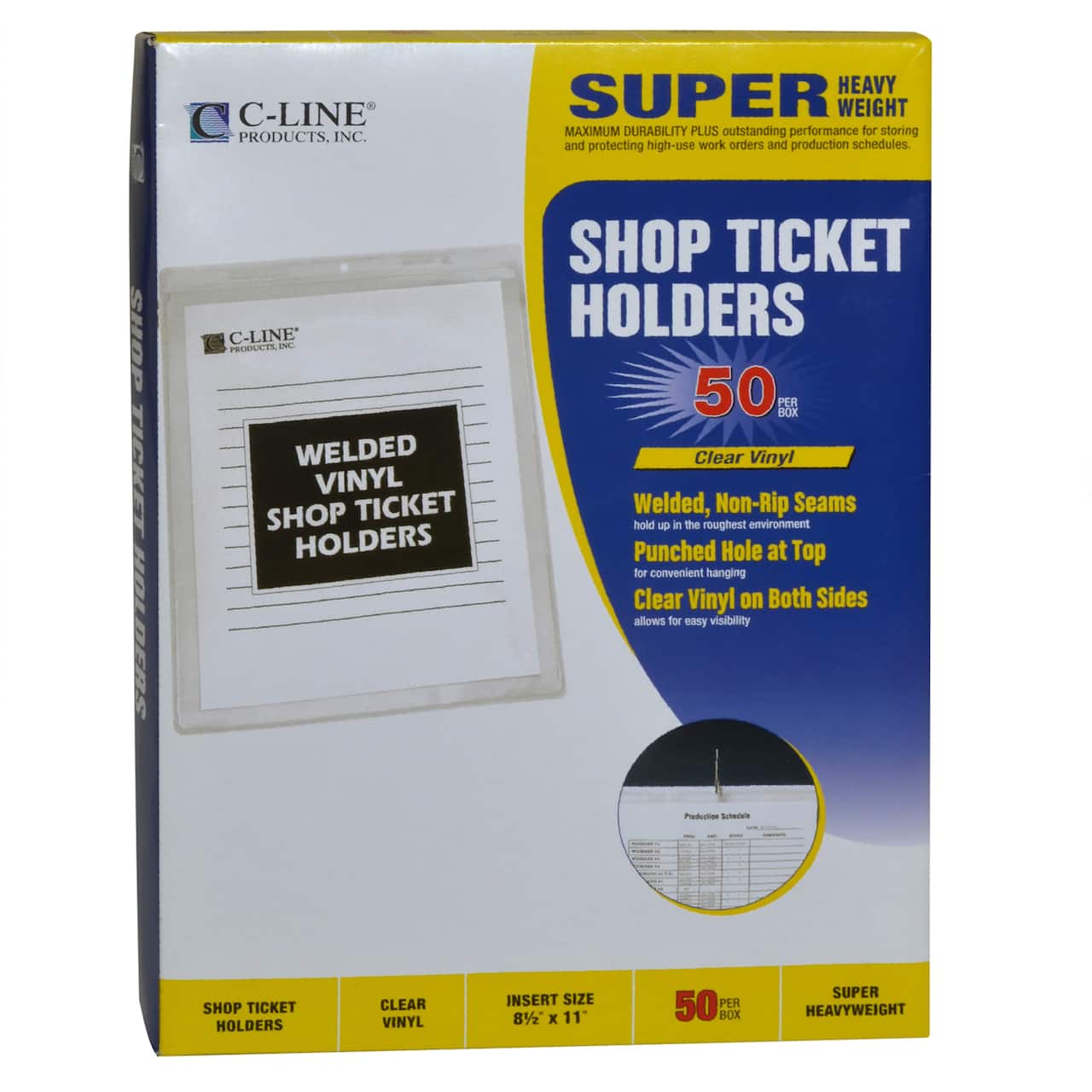 C-Line® 8.5" x 11" Clear Vinyl Shop Ticket Holders, 50ct.